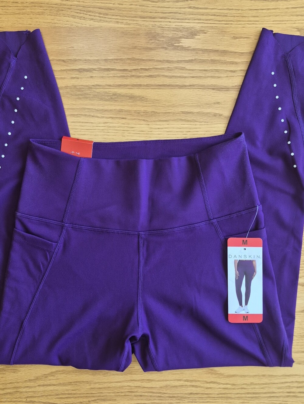 Danskin Women's High Rise Leggings Brushed Dark Plum 25" Inseam M